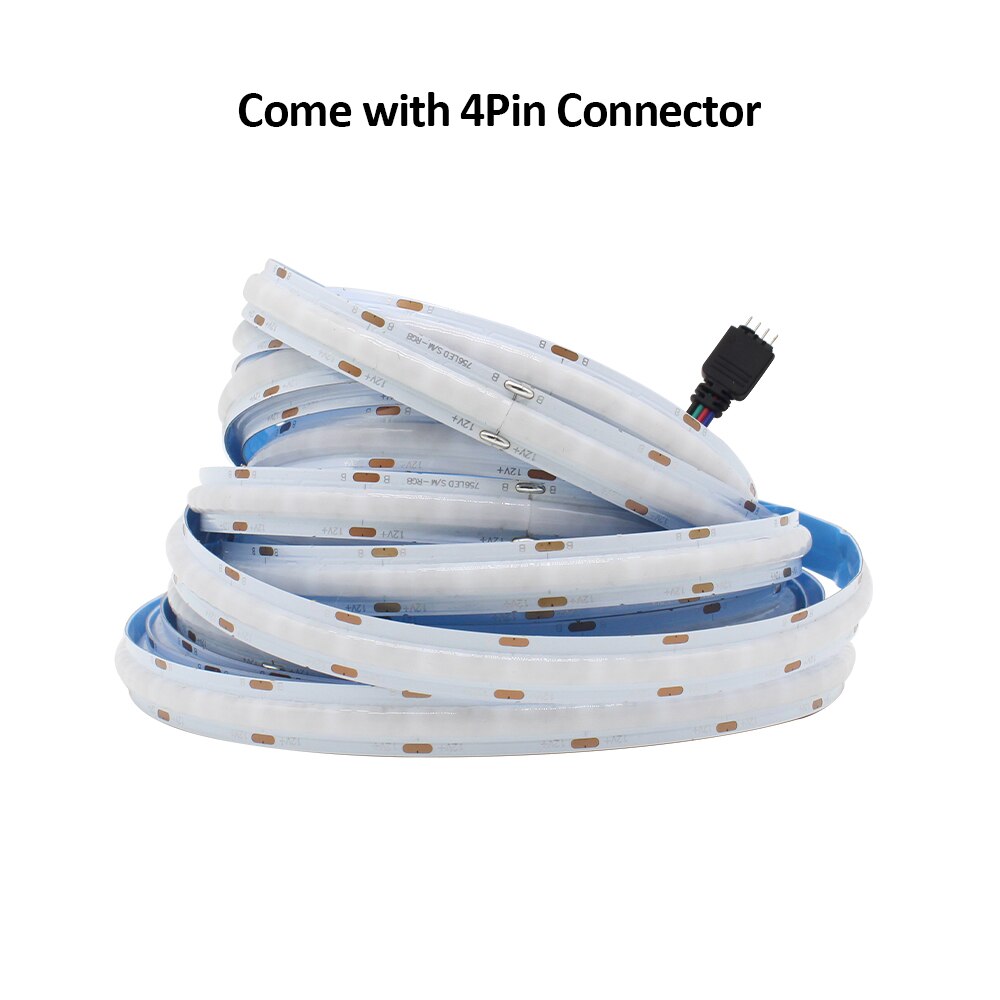 RGB COB LED Strip Light DC 12V 24V 756 LEDs/m 840 LEDs/m Flexible Ribbon Linear Lamp Tape Lights 1M 2M 3M 4M 5M Room Decoration