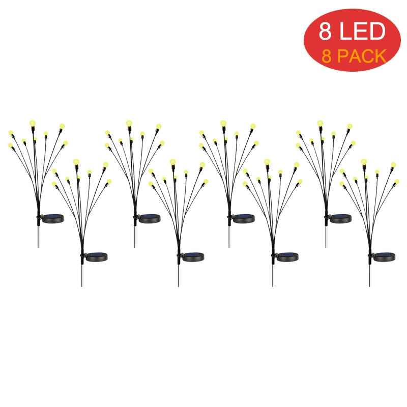 8Pack Solar Firefly Lights 10LED Solar Garden Lights Outdoor Waterproof Swaying Solar Garden Decorative Lights