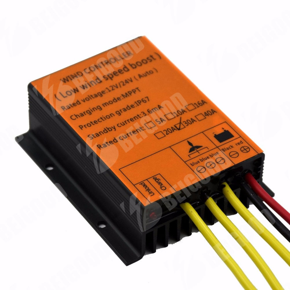 MPPT Wind Turbine Charge Controller 10A 40A Low Wind Speed Regulator Voltage Boost 12V 24V 48V System Waterproof