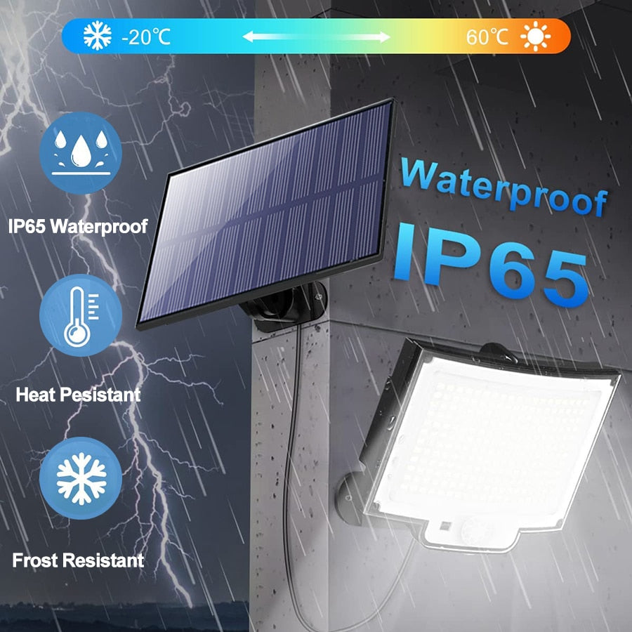 LED Solar Lights 106/228 Outdoor PIR Motion Sensor Wall Lamp IP65 Waterproof Street Light with Remote for Garden Lighting