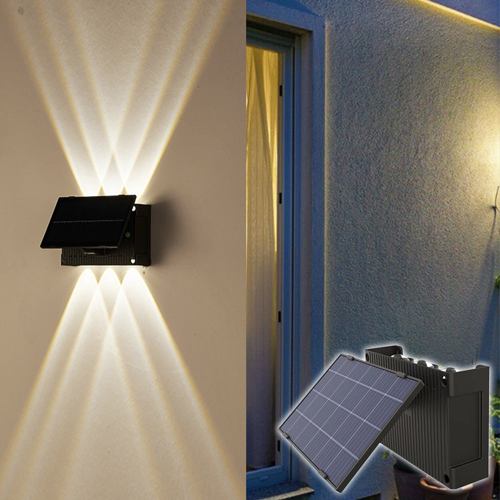 Applique da parete a luce solare a led per esterni su e giù impermeabile luce solare recinzione portico decorazione da parete lampada solare esterna da giardino