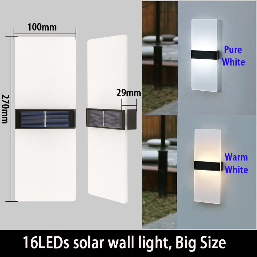 LED-Solar-Wandleuchten, 5 W, für den Außenbereich, wasserdicht, Sicherheits-LED-Beleuchtung, reinweiße und warmweiße Farblampe mit 3 Jahren Garantie