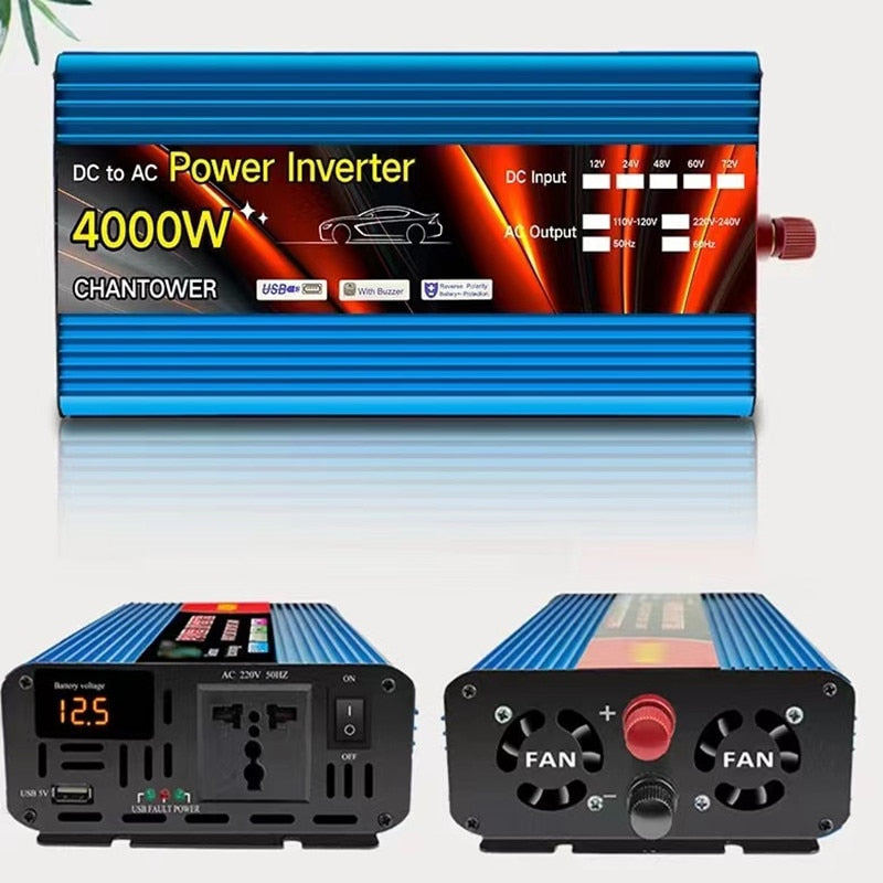 Inversor de onda sinusoidal modificada, inversor Solar de 12v, 220v, 1000W, 2000W, 3000W, 4000W, transformador de voltaje, convertidor de potencia de 12v, inversor de coche