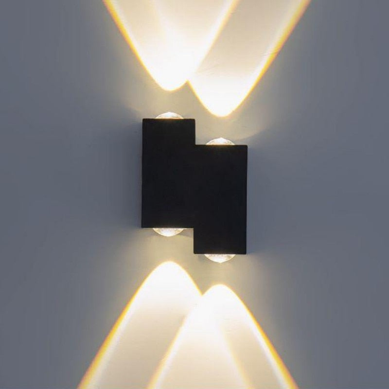 Außenwandleuchte aus Aluminium, IP65, wasserdicht, LED-Beleuchtung, Auf- und Ablicht, Hofgarten, Villa, Wandleuchte, Doppelkopf, 90–260 V
