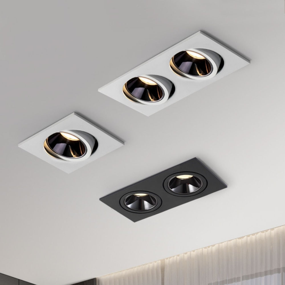 Lámpara de techo LED empotrada 24W 10W Focos LED de cabeza simple / doble CREE COB Downlight antideslumbrante para el interior de la tienda de la oficina en el hogar