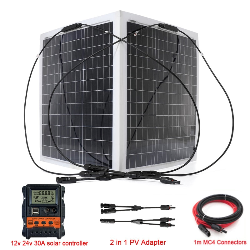 300W 600W Solar Panel, 12v 24v 30A solar controller 2 in PV Adapter