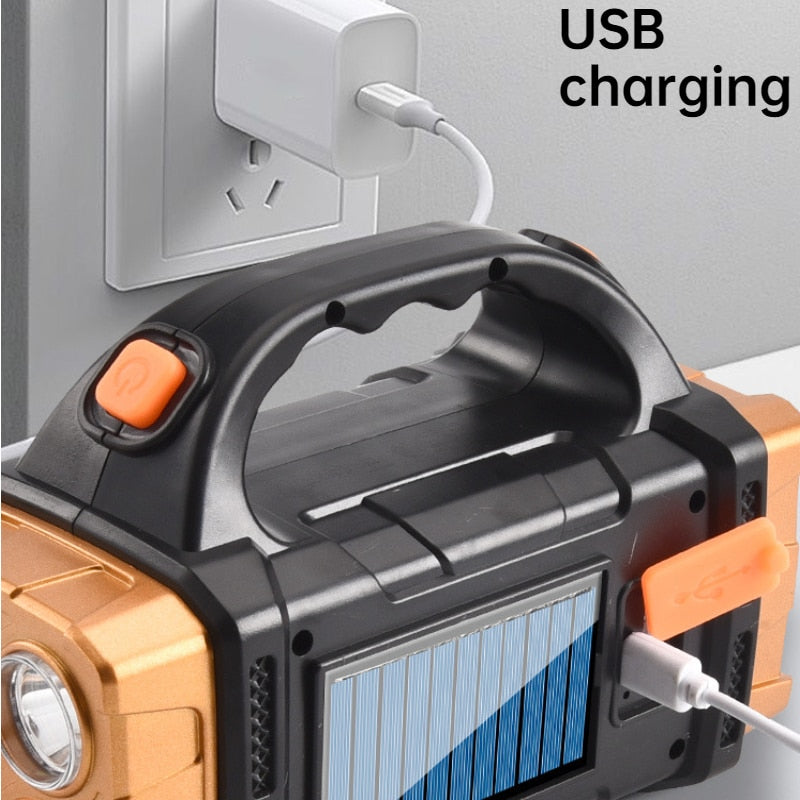 Lampe de poche LED solaire Portable USB Rechargeable lampe de poche étanche COB torche lumière puissante lumière solaire pour Camping randonnée