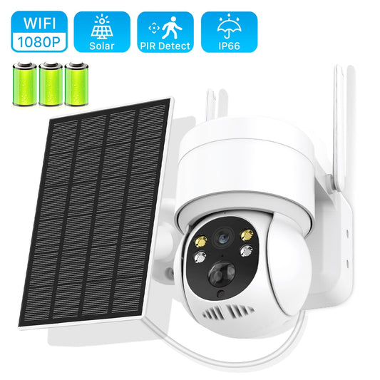 ANBIUX TQ2 Solar Camera - Wifi Outdoor 1080P PIR Human Detection Wireless Surveillance IP Cameras With Solar Panel 7800mAh Recharge Battery