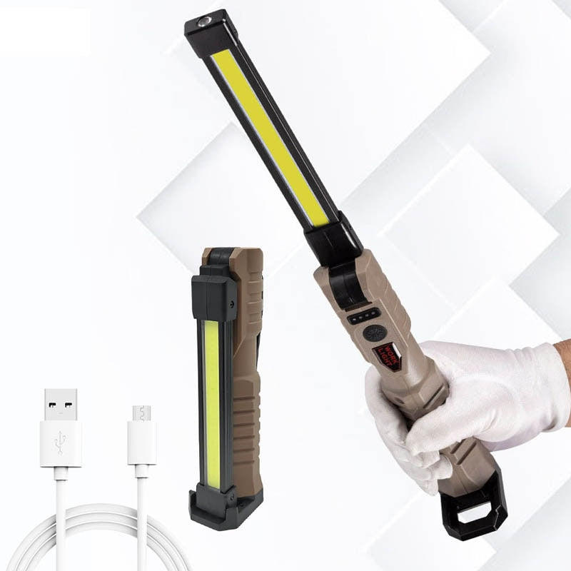 15W 45LED Emergency Floodlight 43.3cm Handheld Camping Torch 3000mAh Type C Work Light 360° Inspection Lamp Red Strobe Warning