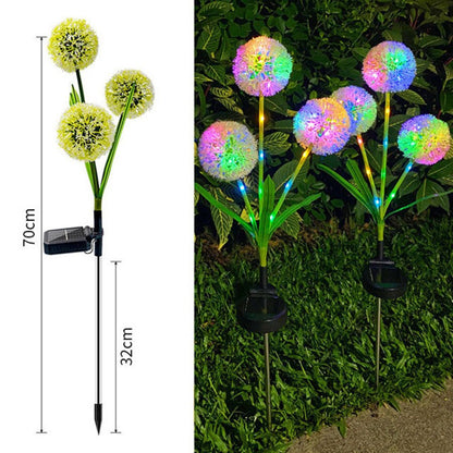 LED Outdoor Solar Lights Landscape Pathway Lighting Waterproof 1/3 Heads Dandelion Lawn Lamps for Park Patio Garden Decoration