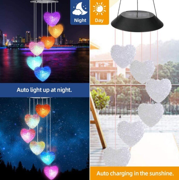 New Solar Power Wind Bells Chime Crystal Ball Hummingbird Butterfly Dragonfly Waterproof Outdoor Light for Patio Yard Garde