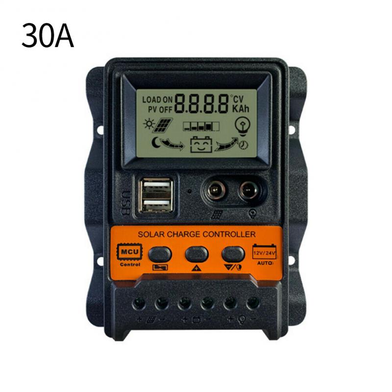 Regolatore di carica solare automatico CORUI 10A 20A 30A 12V 24V Regolatore PWM Display LCD Dual USB 5V Uscita Pannello solare Regolatore di carica