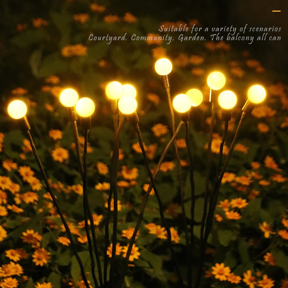 Luce solare a LED per esterni Impermeabile da giardino Luce solare alimentata Luci paesaggistiche Firefly Luci da giardino Prato Decorazione da giardino Luce solare