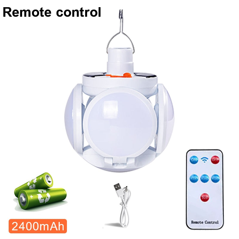 Lampada a LED solare portatile Lampada pieghevole da esterno ricaricabile USB Ricerca lampadina impermeabile Luci da campeggio Torcia Lampada di emergenza