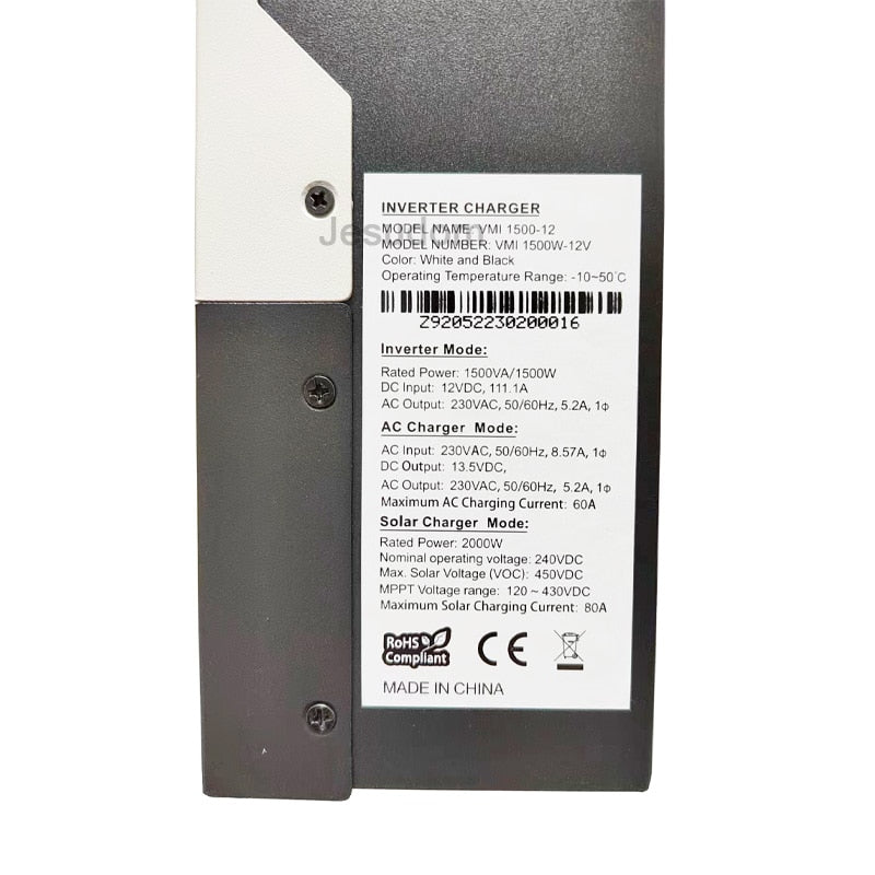 Jesudom 1.5KW12V/3KW24V a 230VCA Corrente de Carga 80A MPPT Híbrido Inversor Solar Saída de Onda Senoidal Pura