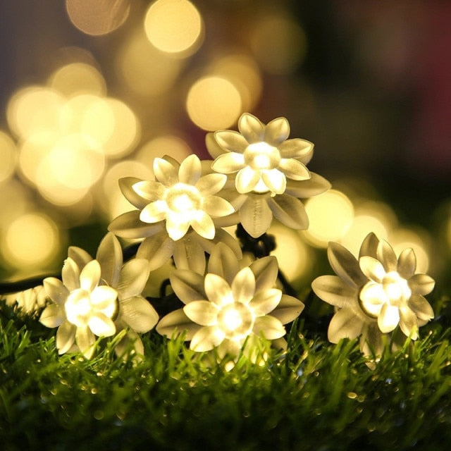 10M/7M Solar String Christmas Lights Outdoor 100/50/20LED 8Mode Waterproof Flower Garden Blossom Lighting Party Home Decoration