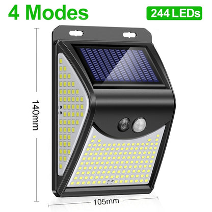 244 Led Outdoor Solar Light With Sensor Motion Powerful Energy Spotlight Waterproof Sunlight Lamp For Exterior Wall Garden Decor