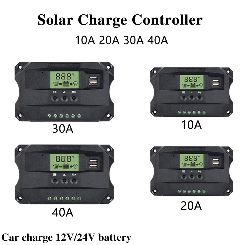 MPPT Regolatore di Carica Solare 12v 24v Pannello Solare Regolatore di Batteria 10A 20A 30A 40A Regolatore Solare Dual USB 5V Display LCD
