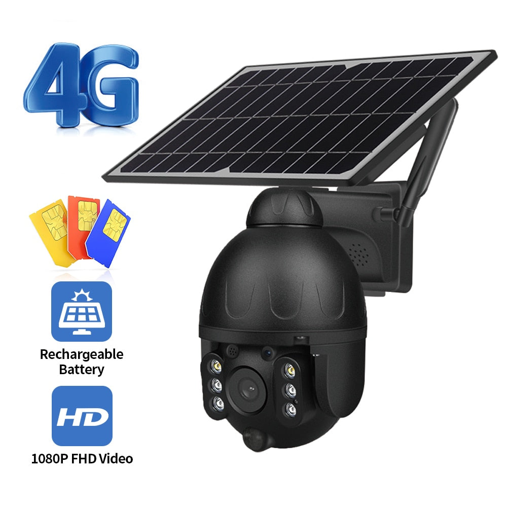 INQMEGA Cámara solar para exteriores - 4G SIM / WIFI Seguridad inalámbrica Cámara solar desmontable Batería CCTV Video Vigilancia Monitor inteligente