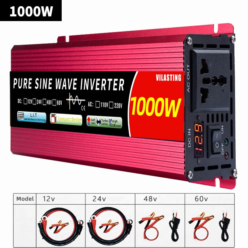 Micro inverter 12v/24v 110v/220v Pure Sine Wave 5000w 4000W 3000W 2000W DC To AC 50/60HZ Smart LCD Display Power boost converter