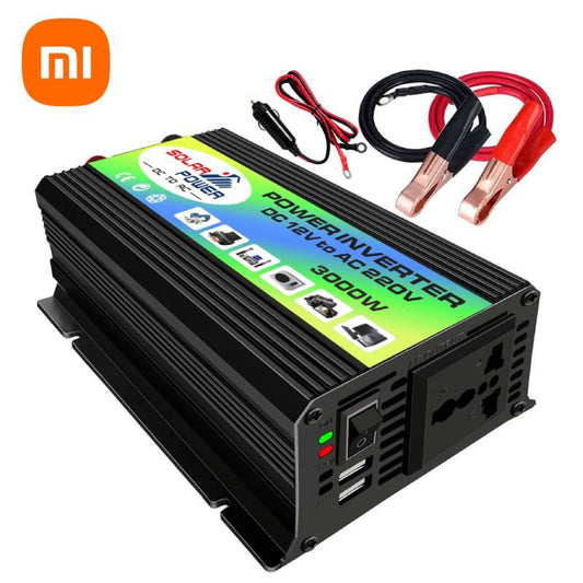 XIAOMI 3000W Peak Solar Car Power Inverter DC 12V To AC 220V Car Adapter Converter With 2.4A 2-Port USB Car Adapter LCD Display