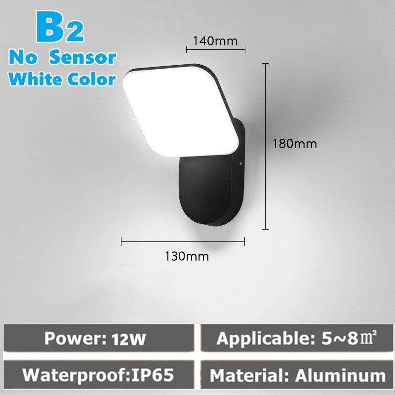 Luz de pared LED IP65 impermeable al aire libre valla de jardín entrada porche pared Exterior pasillo balcón iluminación con Sensor de movimiento