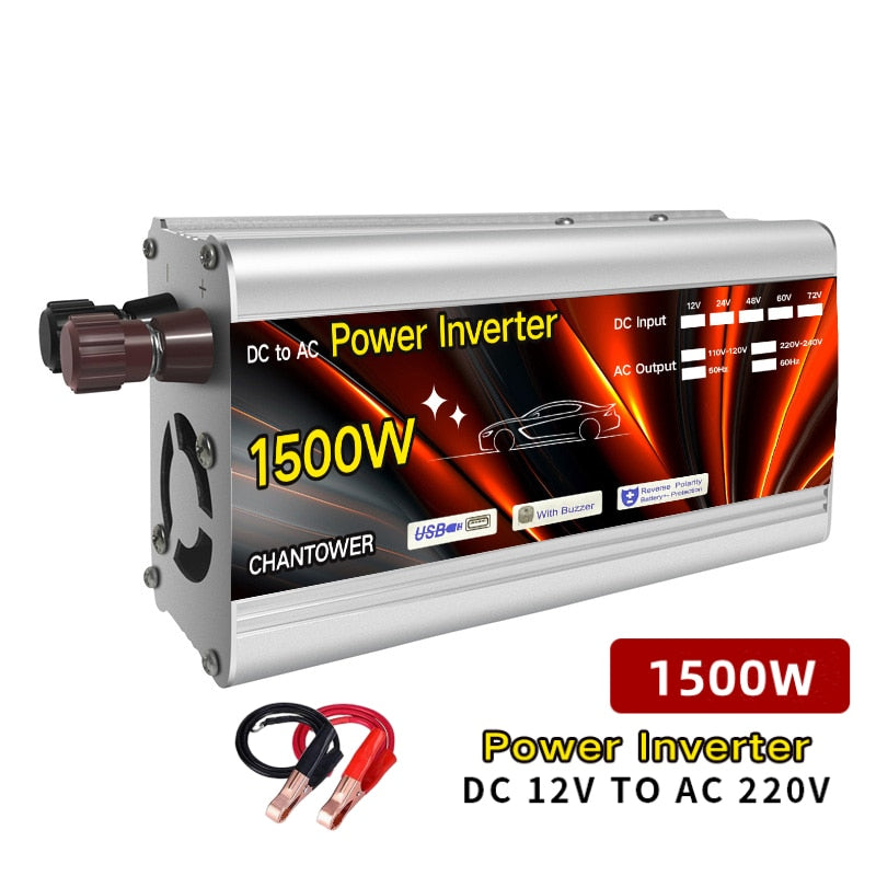 Inversor de onda sinusoidal modificada, inversor Solar de 12v, 220v, 1000W, 2000W, 3000W, 4000W, transformador de voltaje, convertidor de potencia de 12v, inversor de coche