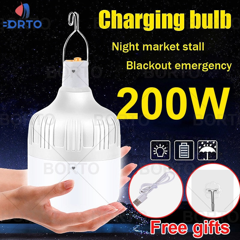 USB wiederaufladbare LED-Notbeleuchtung für Haus und Außenbereich, tragbare Laternen, 100 W, Notfalllampe, Glühlampe, Batterie, Laterne, Grill, Camping, Licht