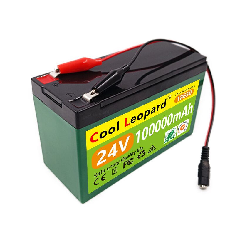 Cool Leopard NOVO 24V 100AH 18650 Bateria de Lítio, Para Inversor Solar Street Light E-Bike Scooter 25.2V 2A Carregador Embutido BMS