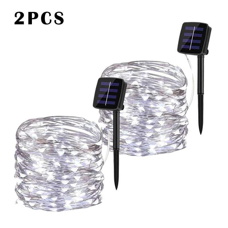 LED Solar Lights Outdoor Fairy String Light Festoon Lamp Waterproof 8 Modes Copper Wire Light for Garden Decor 52/32/22/7M