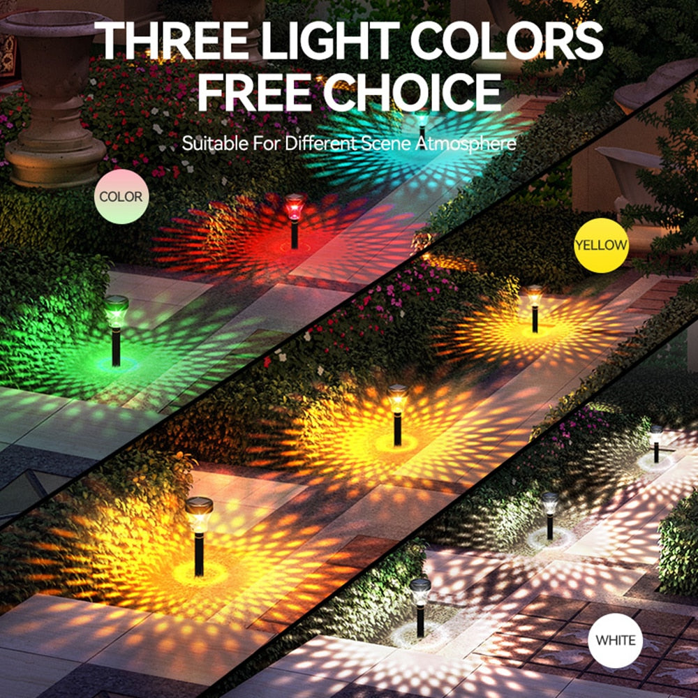 LED pelouse lampes solaires jardin lampe extérieure rvb multicolore porte chemin éclairage solaire noël décoratif paysage briller lumière