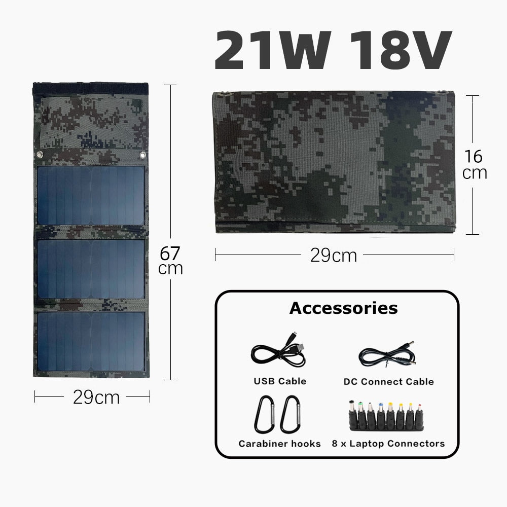 Solar Panel 12v 28W 21W Solar Charger DC 18V 2USB power bank For home apartment Greenhouse cell phone camera battery garden work