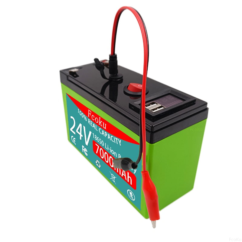 24V 7AH 18650 Lithium Battery, Used For Sprayer, Electric Vehicle, LED Lamp, Solar Battery, Built-in 30A BMS+25.2V 2A Charger.