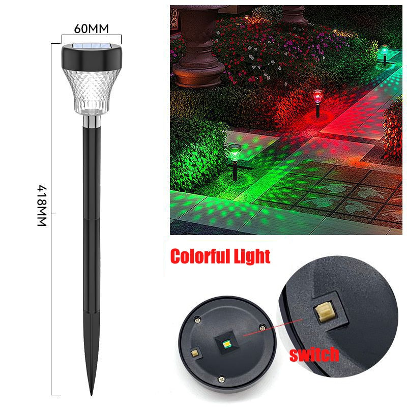 LED pelouse lampes solaires jardin lampe extérieure rvb multicolore porte chemin éclairage solaire noël décoratif paysage briller lumière