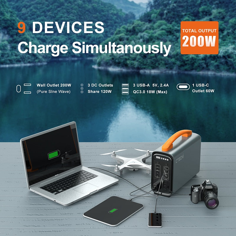 Stazione di alimentazione portatile 320Wh Lifepo4 Generatore esterno ad energia solare 200W Alimentazione di emergenza Cpap Batteria di backup per il campeggio