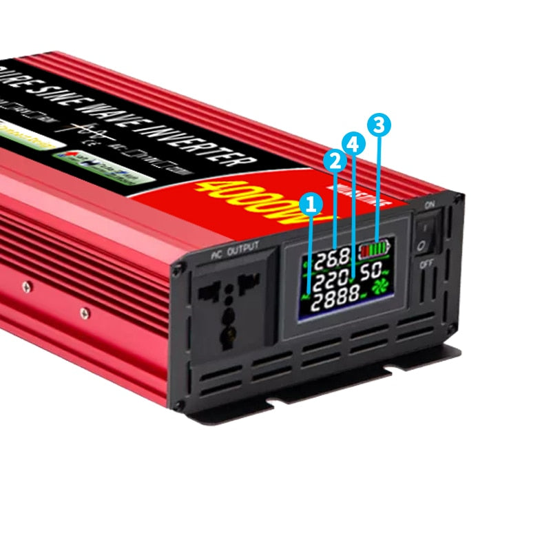 Inverter 12v 220v Pure Sine Wave  DC To AC 2000W 3000W 4000W Portable Power Multi-function Power Converter Car Solar Inverter