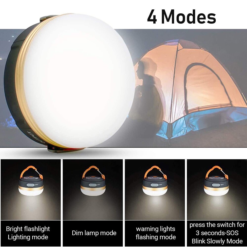 Torcia portatile ricaricabile USB 1800mAh Attrezzatura da campeggio Luci Lanterna a LED Lampada da tavolo Escursionismo all'aperto Sospensione notturna