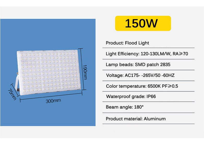 Proiettore quadrato a LED 100W200W300W illuminazione esterna impermeabile per progetti di illuminazione di inondazione luce di proiezione pubblicitaria luce dell'albero