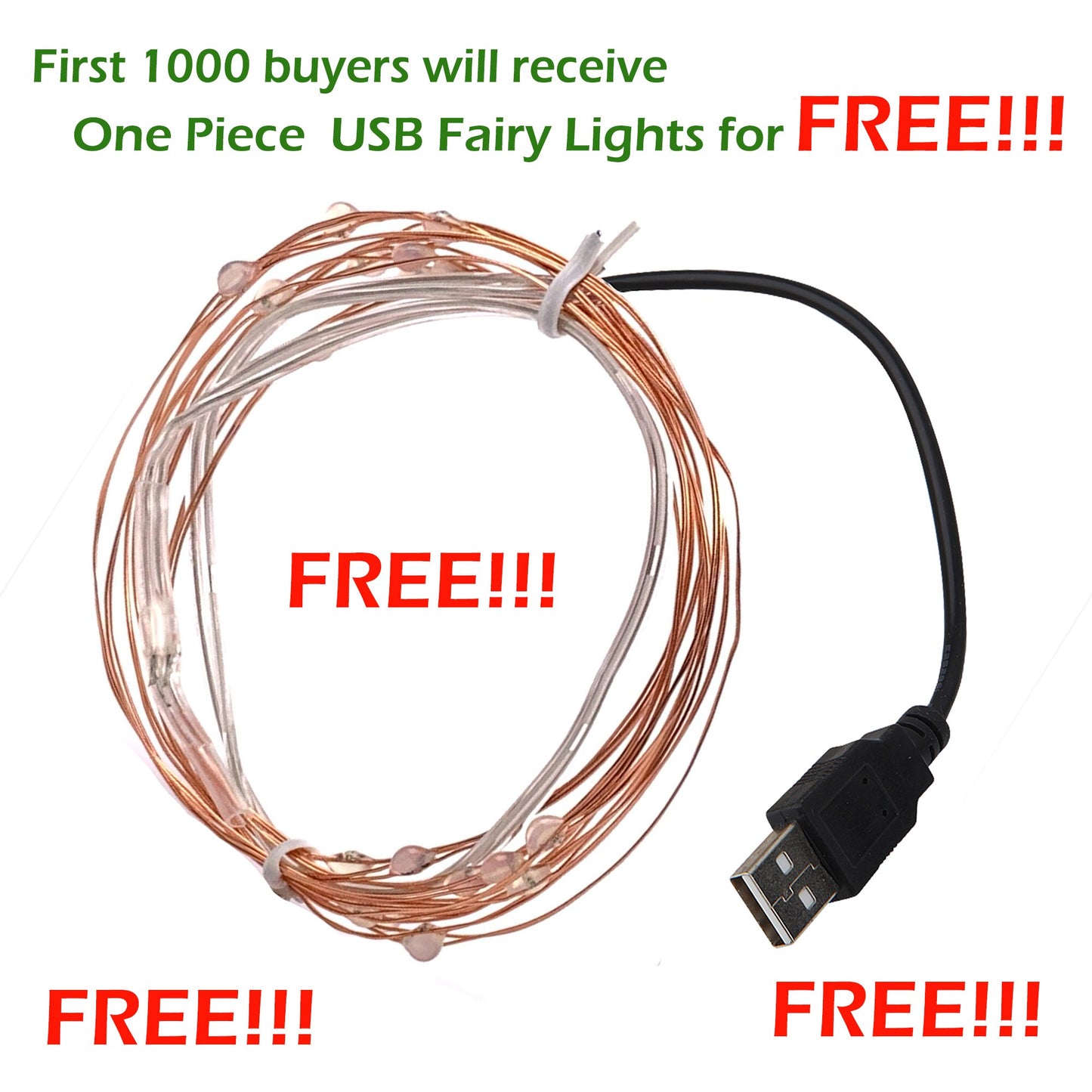 First 1000 buyers will receive One Piece USB Fairy Lights for FREE