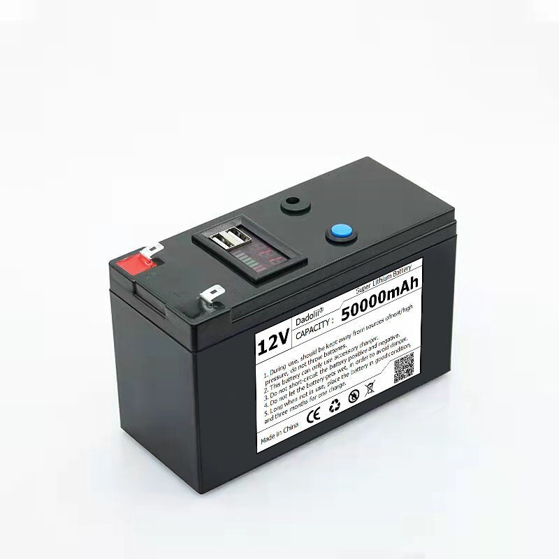 12V Battery 50Ah 18650 lithium battery pack Rechargeable battery for solar energy electric vehicle battery+12.6v3A charger