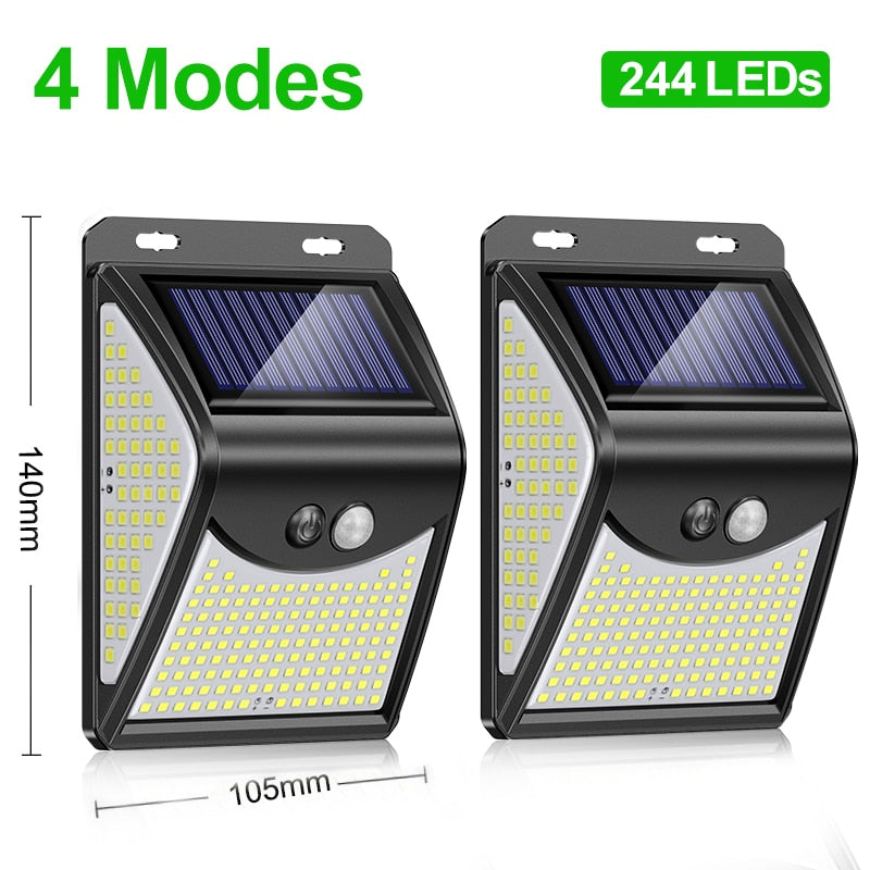244 Led Outdoor Solar Light With Sensor Motion Powerful Energy Spotlight Waterproof Sunlight Lamp For Exterior Wall Garden Decor