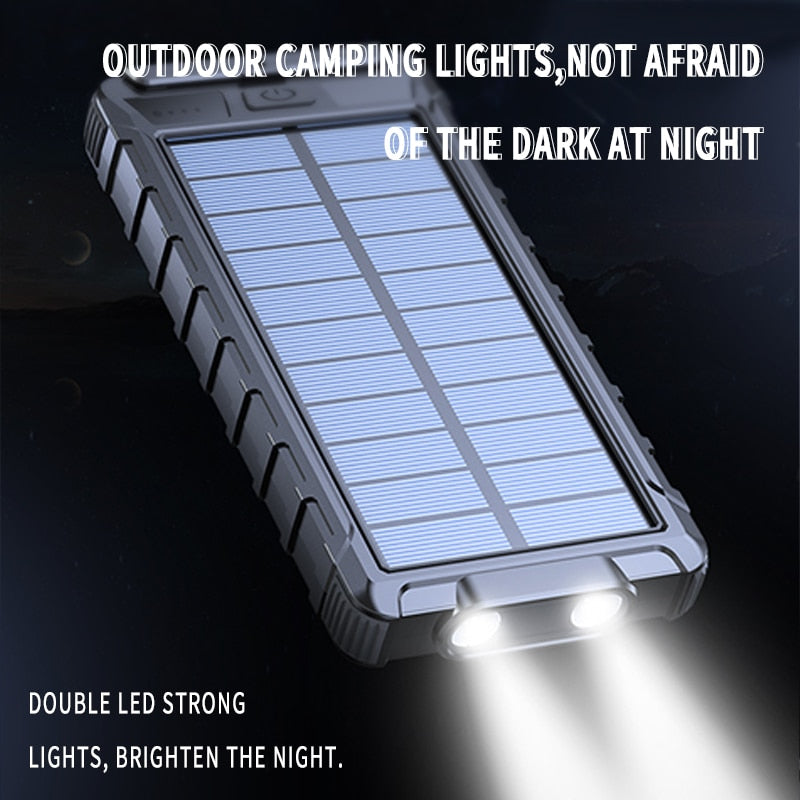 Solar Power Bank 80000mAh High Capacity Portable Charger Waterproof Fast Charging External Battery Flashlight For Xiaomi iPhone