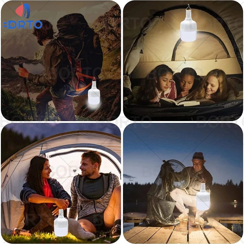 USB wiederaufladbare LED-Notbeleuchtung für Haus und Außenbereich, tragbare Laternen, 100 W, Notfalllampe, Glühlampe, Batterie, Laterne, Grill, Camping, Licht