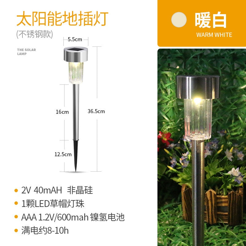 LED pelouse lampes solaires jardin lampe extérieure rvb multicolore porte chemin éclairage solaire noël décoratif paysage briller lumière