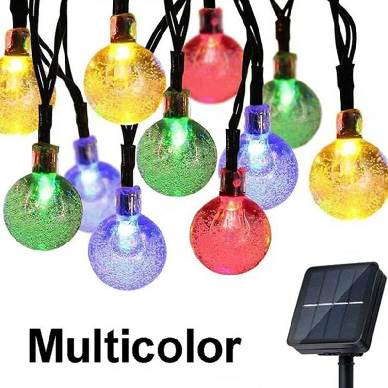 Solar String Lights Outdoor Crystal Fairy Light Chritmas Garland 8 Modes Waterproof Patio Light for Garden Party Decor