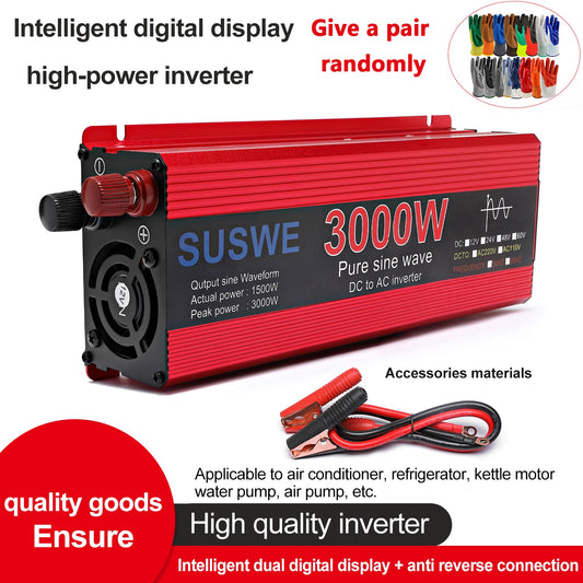 Pure Sine Wave Inverter 12V/24V/48V/60V To AC 110V 220V 3000/2200/2000/1000W Voltage Transformer Power Converter Solar Inverter