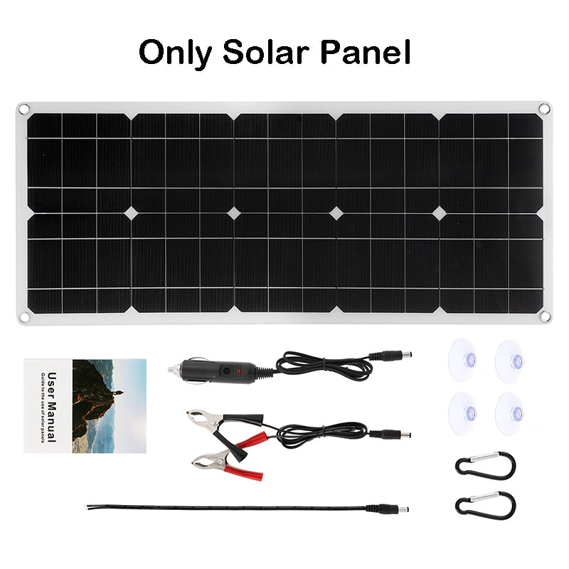 18V Solar Panel Kit 300W Battery Charger Flexible Solar System with 60A Solar Controller 12V 24V for Car Boat RV Home