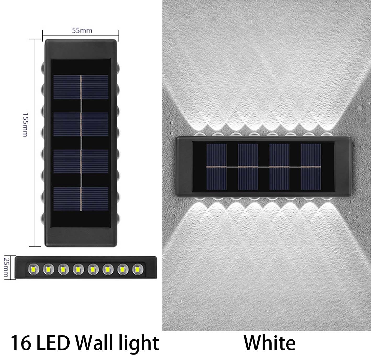 Solar Wall Lamp LED Outdoor Waterproof Balcony Wall Light Courtyard Street Landscape Garden Driveway Decorative Light Atmosphere