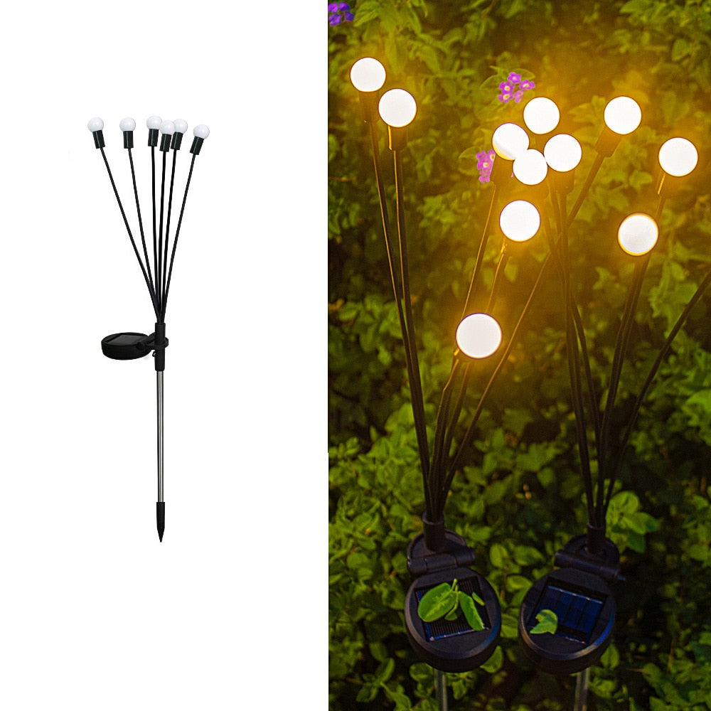 Luce solare a LED per esterni Impermeabile da giardino Luce solare alimentata Luci paesaggistiche Firefly Luci da giardino Prato Decorazione da giardino Luce solare