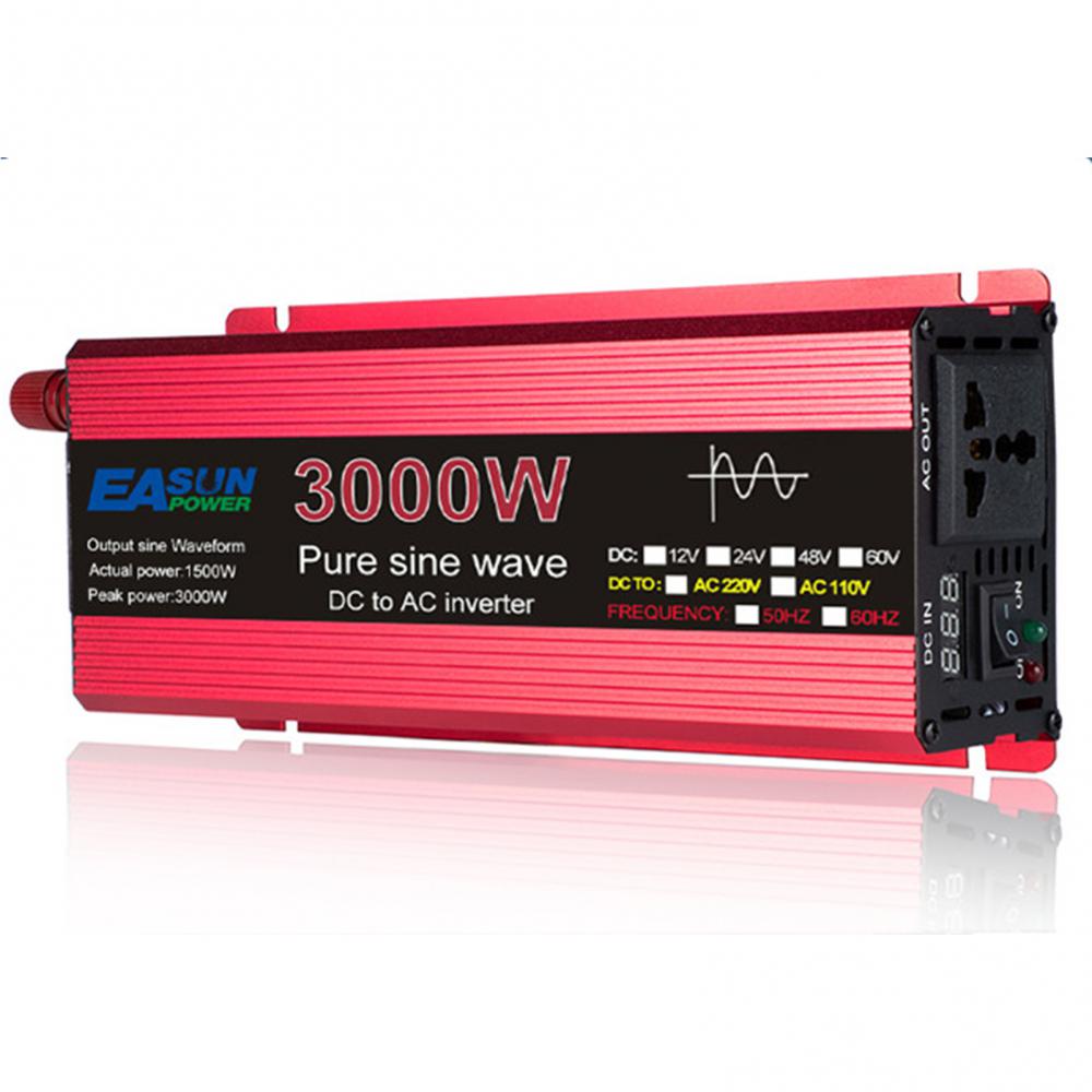 Pure Sine Wave Inverter DC 12V To AC 110V/220V Transformer 1000W 1600W 2200W 3000W LED Display Solar Inverter Power Converter